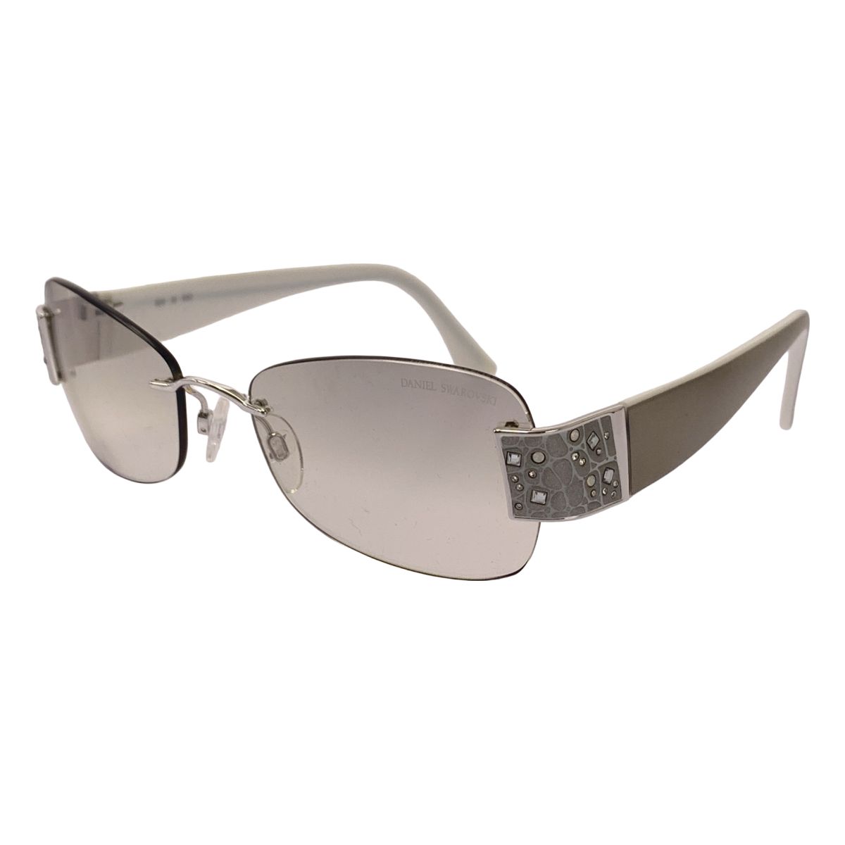 【美品】 None / | DANIEL SWAROVSKI / ダニエルスワロフスキー 装飾 リムレス アイウェア サングラス | ホワイト/シルバー