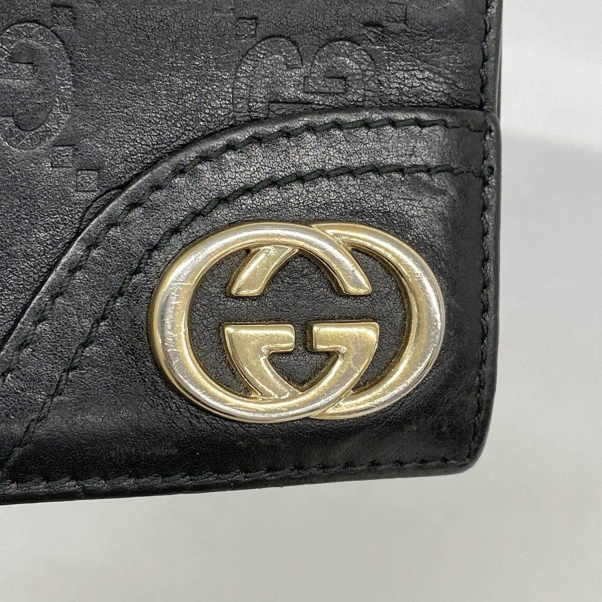 【6de6019】グッチ 名刺入れ グッチシマ 233184 レザー ブラック シャンパンゴールド金具【中古】メンズ 6de6019】グッチ 名刺入れ グッチシマ 233184 レザー ブラック
