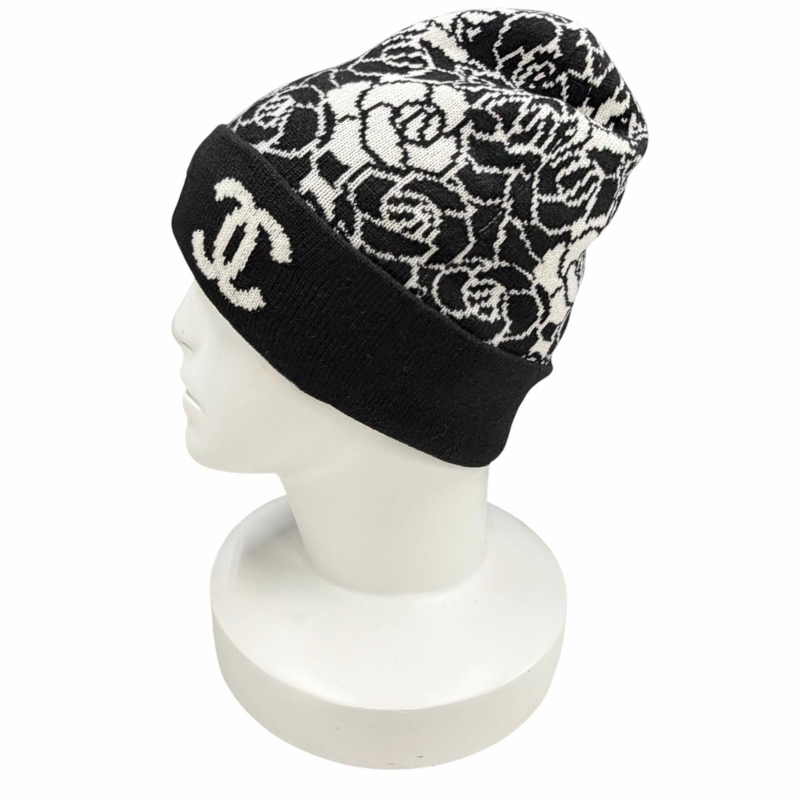 【美品 カシミヤ100%】シャネル カメリア ビーニー ココマーク ニット帽 CHANEL（シャネル） ニット帽 ココマーク カメリア 編み込み カシミヤ