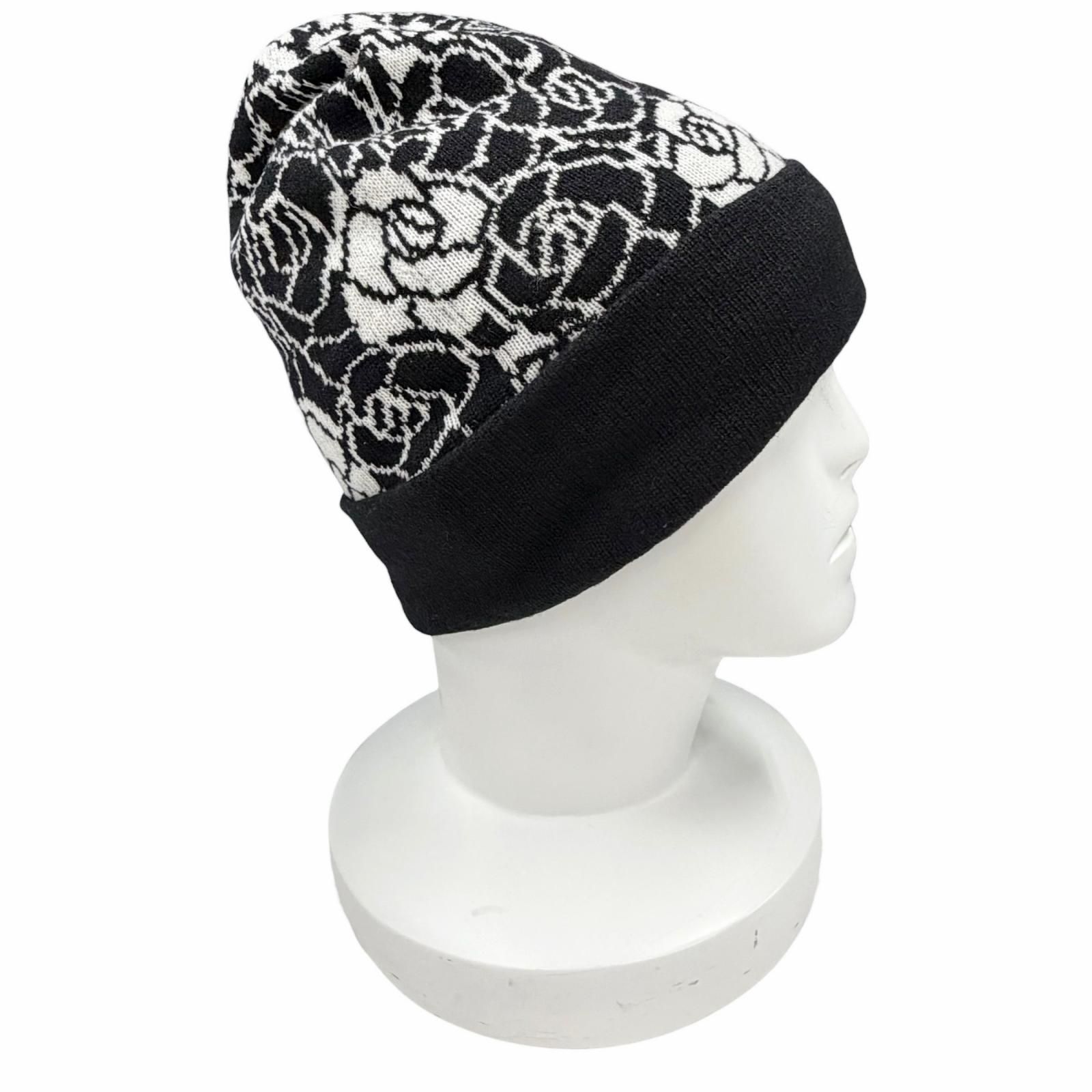 極美品△CHANEL シャネル カシミヤ100％ ココマーク カメリア ニット帽