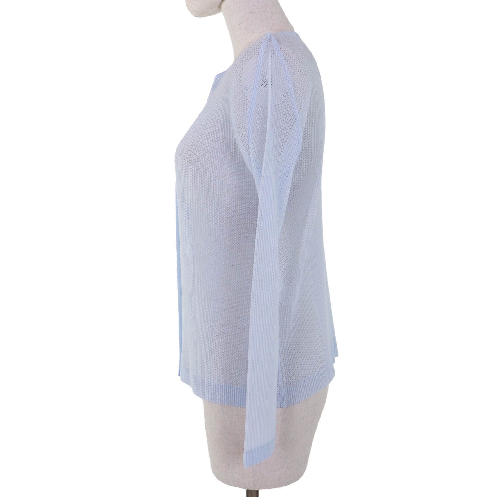 プリーツプリーズ イッセイミヤケ カーディガン メッシュ 長袖 3 L 水色 PLEATS PLEASE ISSEY MIYAKE プリーツプリーズ イッセイミヤケ