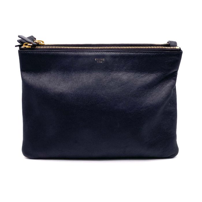 中古】良品 CELINE セリーヌ トリオ ラージ レザー ショルダー バッグ