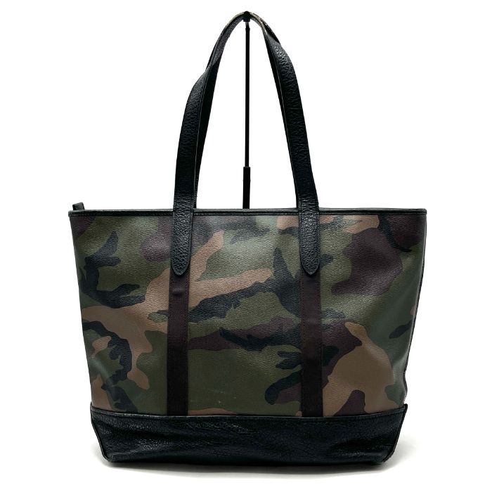 【中古】COACH コーチ 迷彩 レザー ハンド トート バッグ fY11259N