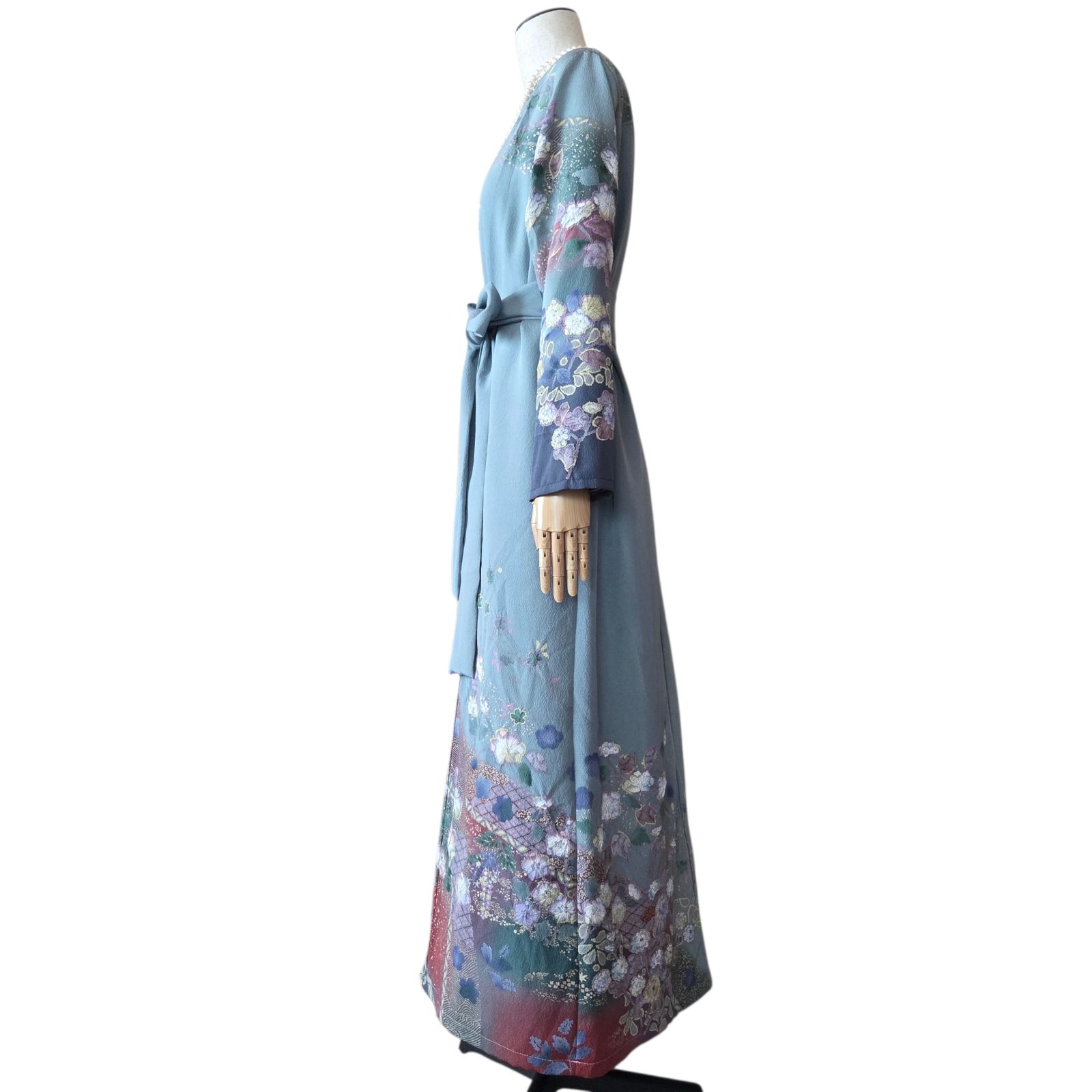 着物リメイク 辻ヶ花 ロングワンピース 訪問着 Aライン マキシ丈ドレス 