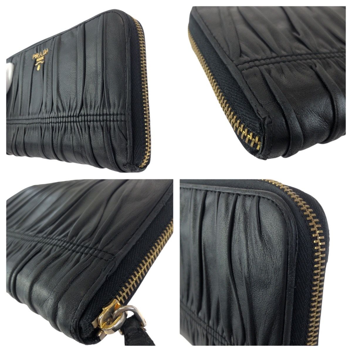 PRADA プラダ ブラック 黒 ゴールド金具 レザー 長財布 ラウンド