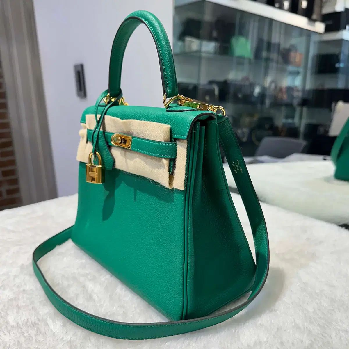 未使用 エルメス ケリー25 トゴ ヴェルトジェイド/ゴールド金具 W刻印 