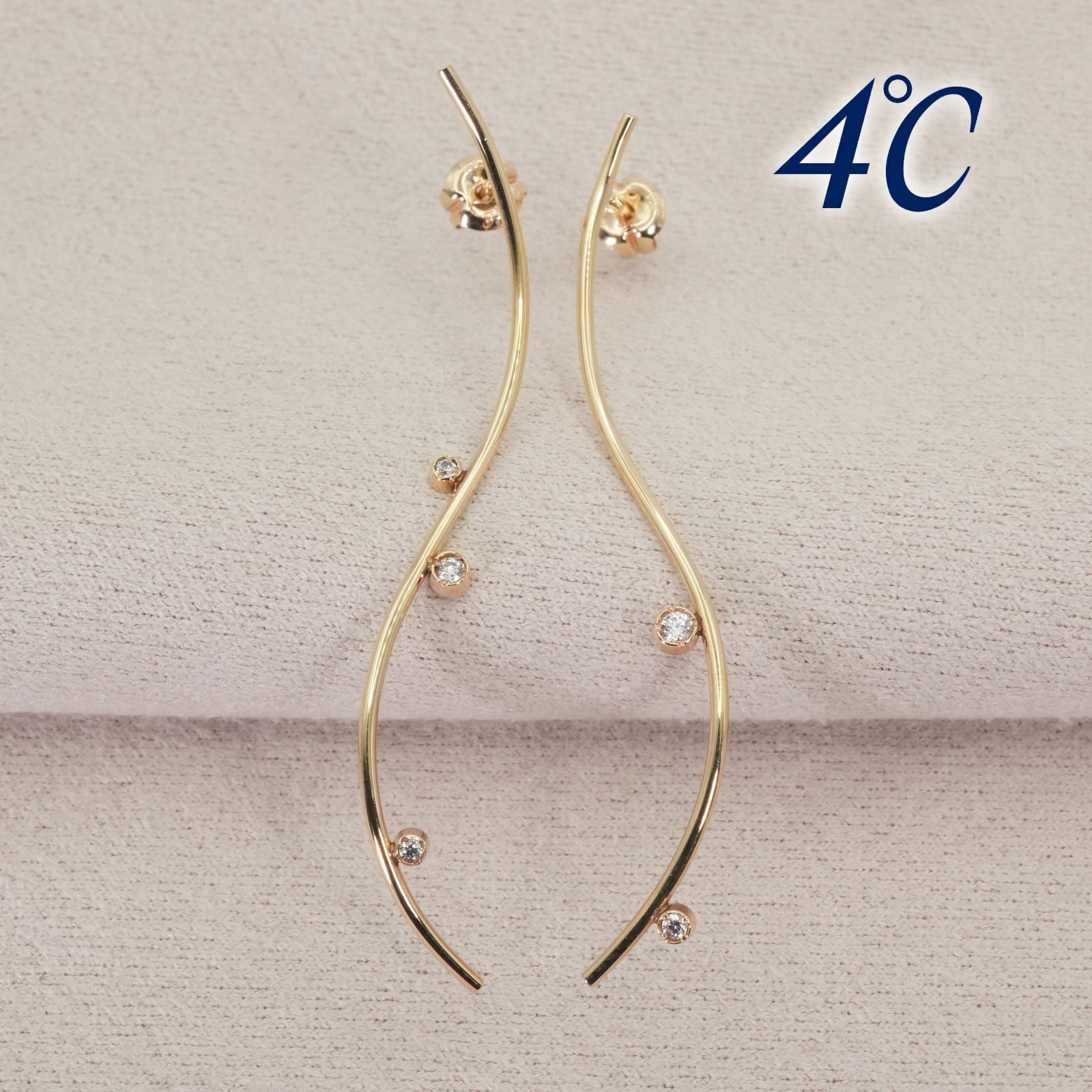 美品 4℃ K10 ウェーブ ロング ピアス/26-0056 19,092円