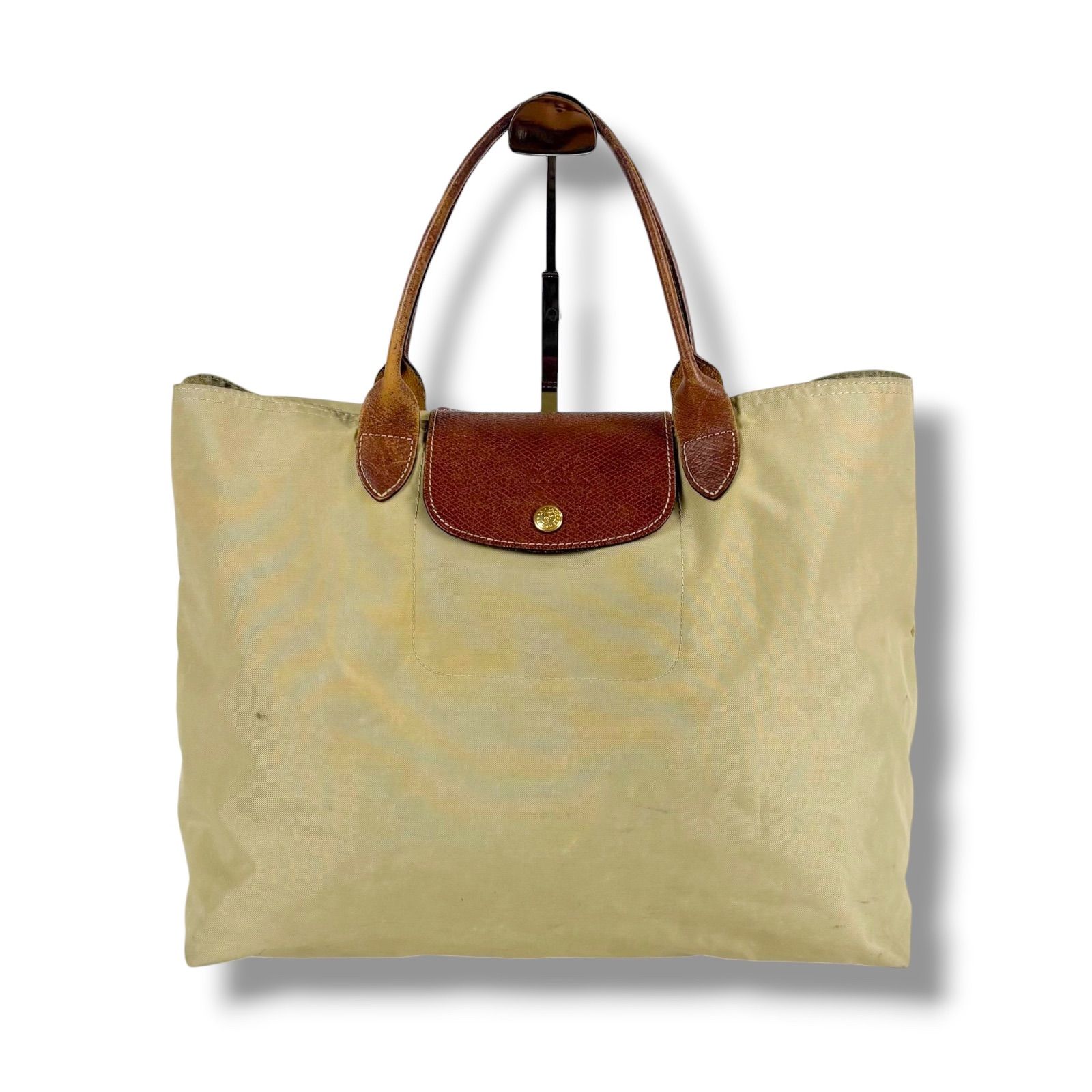 ロンシャン Longchamp トートバッグ ベージュ ブラウン 折りたたみ 