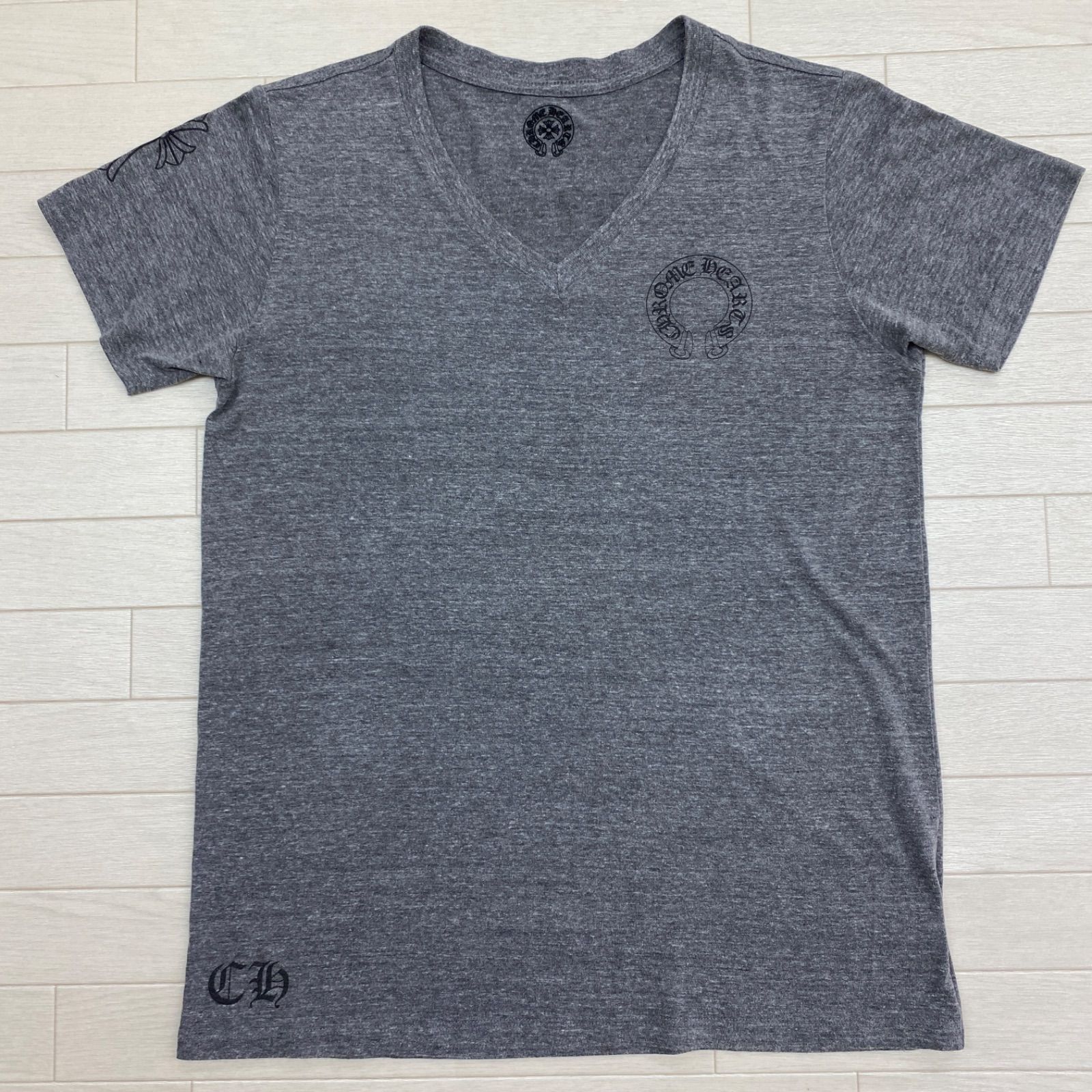 【美品】クロムハーツ 半袖 Tシャツ グレー L  霜降り サークル アメリカ製 Chrome Hearts】【アメリカ製】【トップス】クロムハーツ『半袖Tシャツ