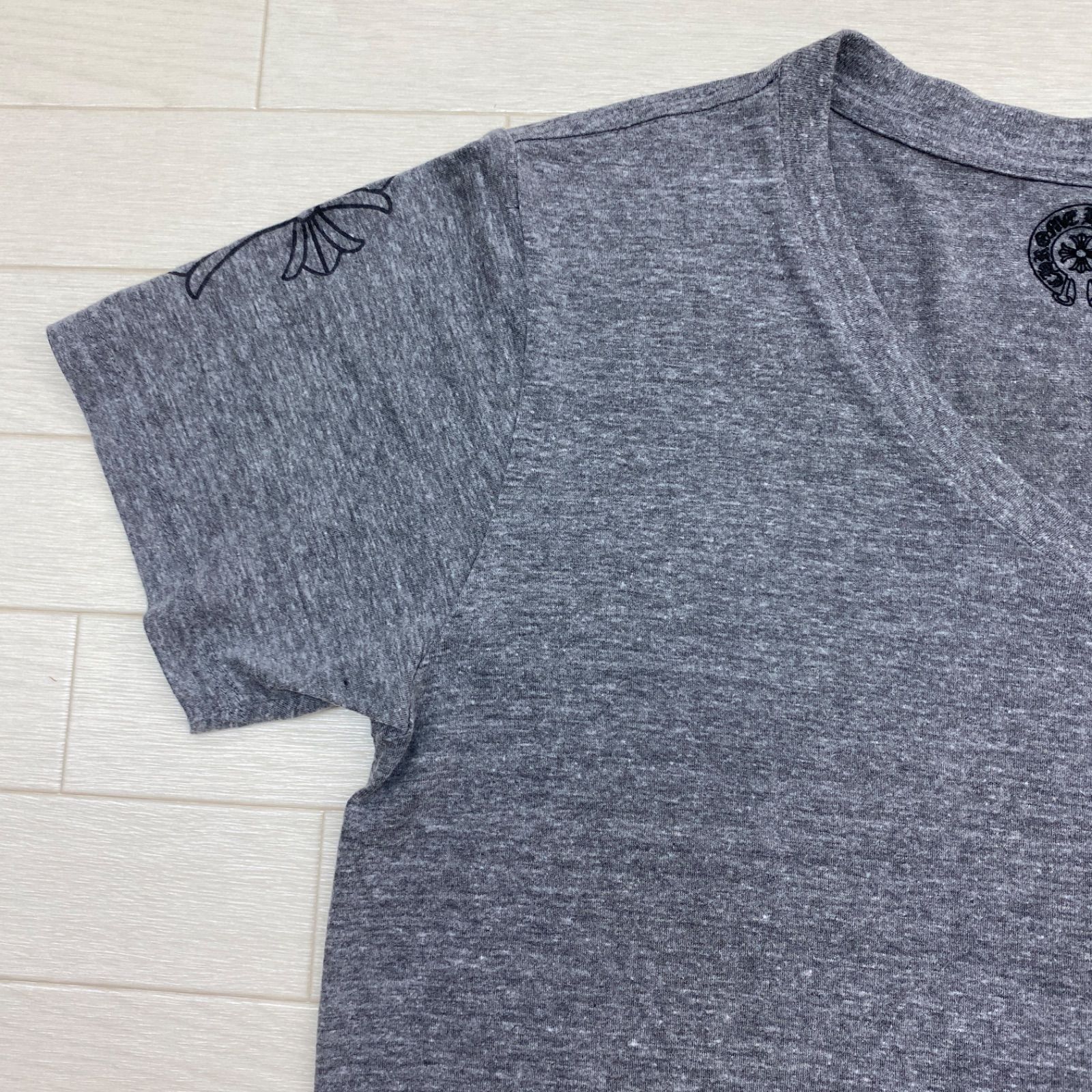 クロムハーツ メンズ Tシャツ 半袖 グレー 正規品 サイズXXL ロゴ