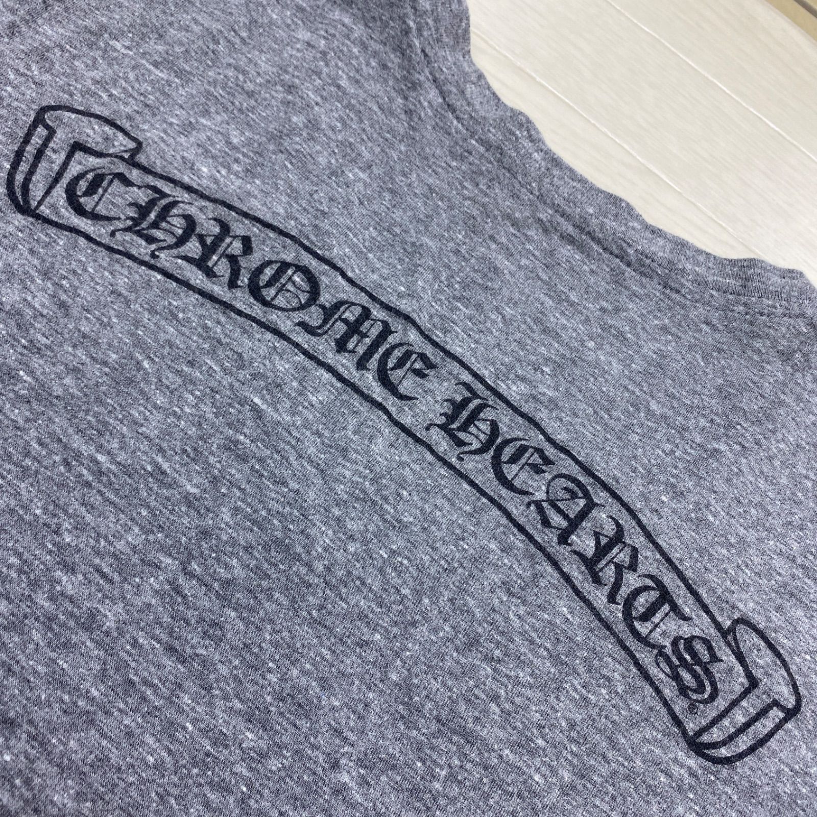 クロムハーツ メンズ Tシャツ 半袖 グレー 正規品 サイズXXL ロゴ