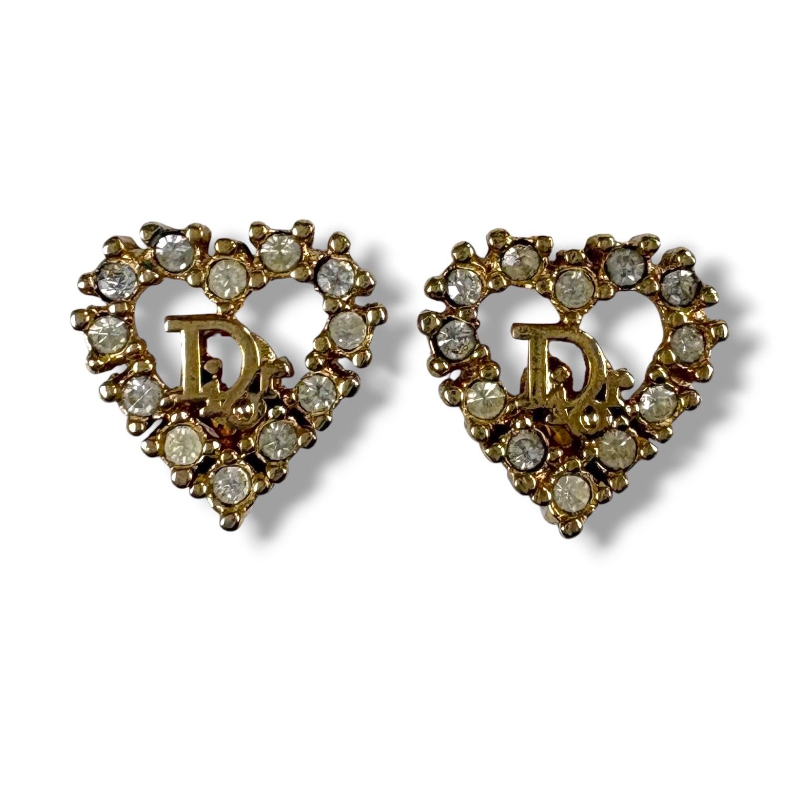 クリスチャンディオール イヤリング ハート ロゴ ストーン ゴールド Dior ヴィンテージ Christian Dior（クリスチャン・ディオール） イヤリング ヴィンテージ