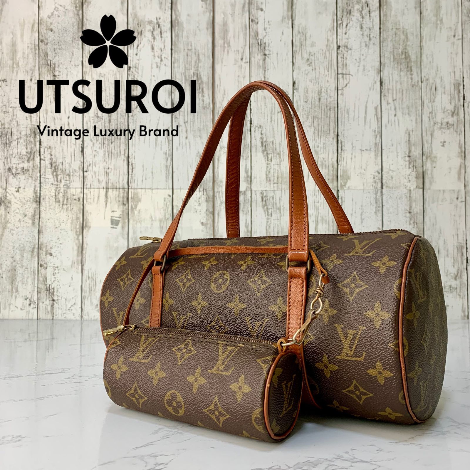 LOUIS VUITTON パピヨン 30 モノグラム ハンドバッグ ポーチ付き 