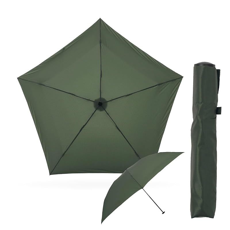 [AMVEL]アンベル 折りたたみ傘 pentagon72 世界最軽量 72g コンパクト 収納 3.5cm×21cm カーボン骨 晴雨兼用 耐風 雨用 雨傘 撥水 UVカット 男女兼用 A1551 (カーキ)