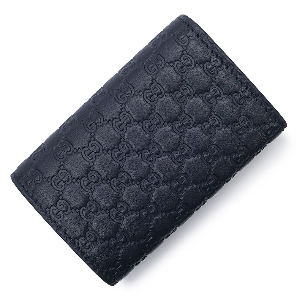 【美品✨マイクロシマ/希少】グッチ　GUCCI ネイビー　ケース　レザー GUCCI（グッチ） グッチシマ 二つ折り財布 札入れ 二つ折り財布
