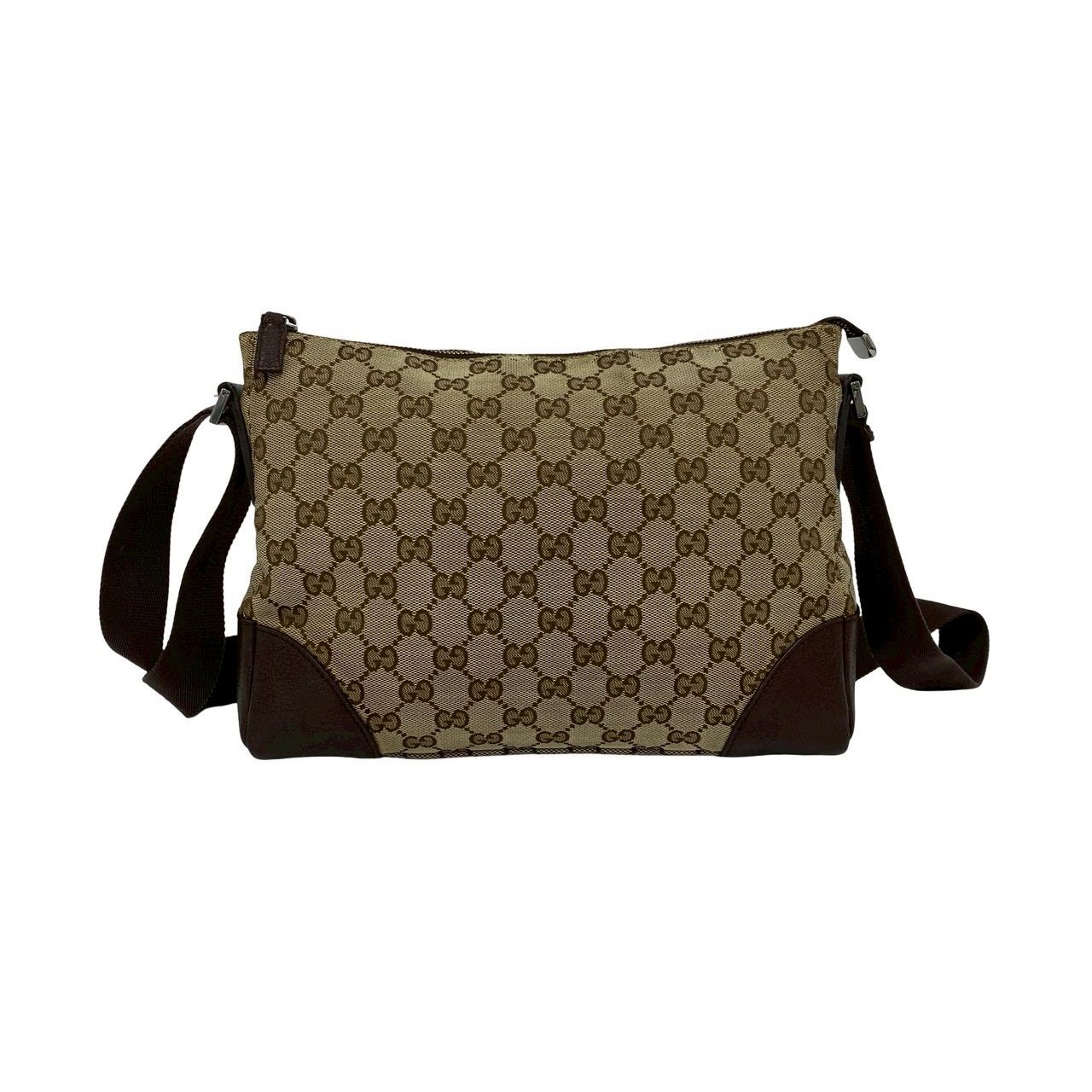 極 美品 GUCCI グッチ GG キャンバス レザー 本革 ショルダーバッグ