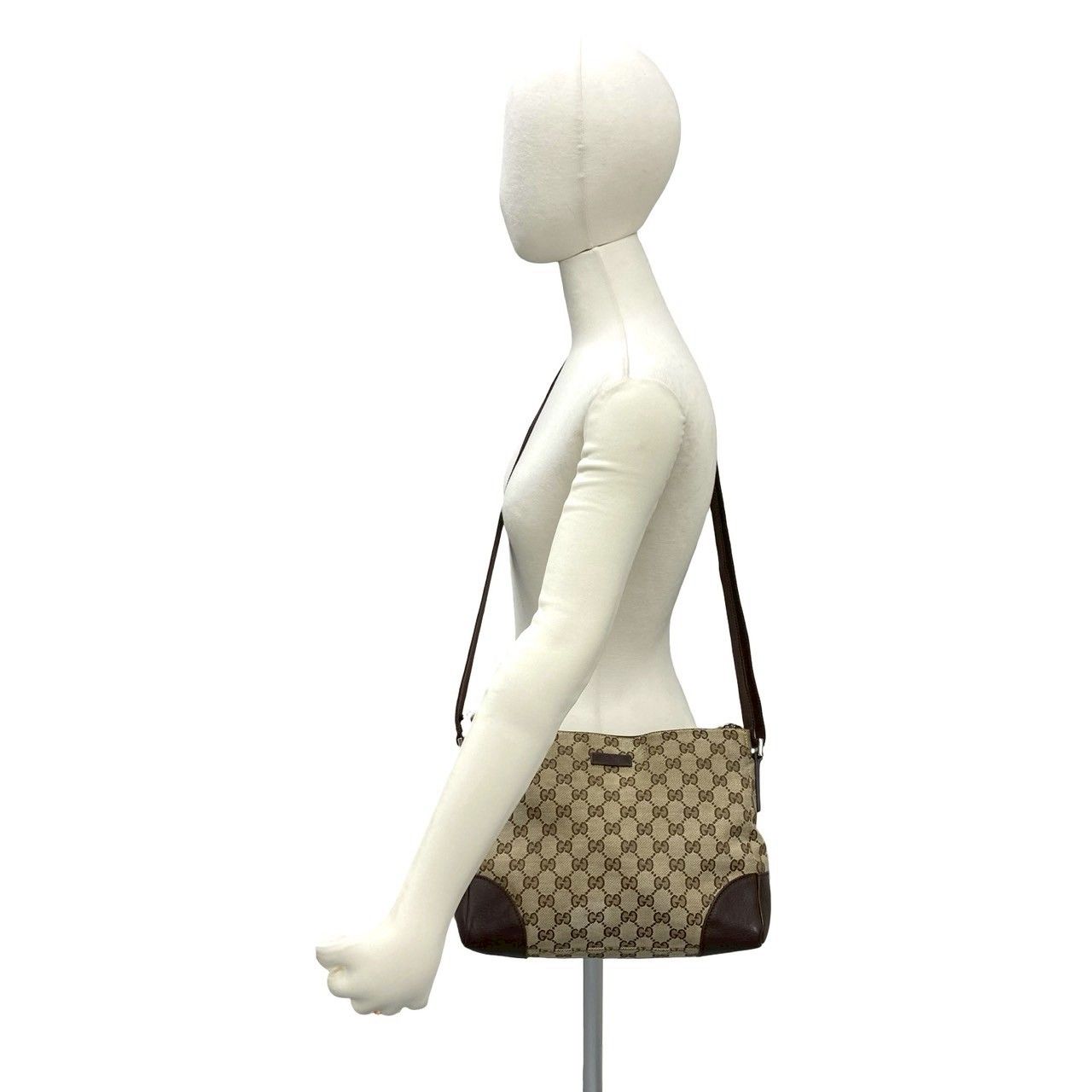 極 美品 GUCCI グッチ GG ロゴ キャンバス パンチング レザー 本革 ミニ ショルダーバッグ ポシェット サコッシュ ブラウン 21765 GUCCI - 極 美品 GUCCI グッチ GG ロゴ キャンバス パンチング レザー
