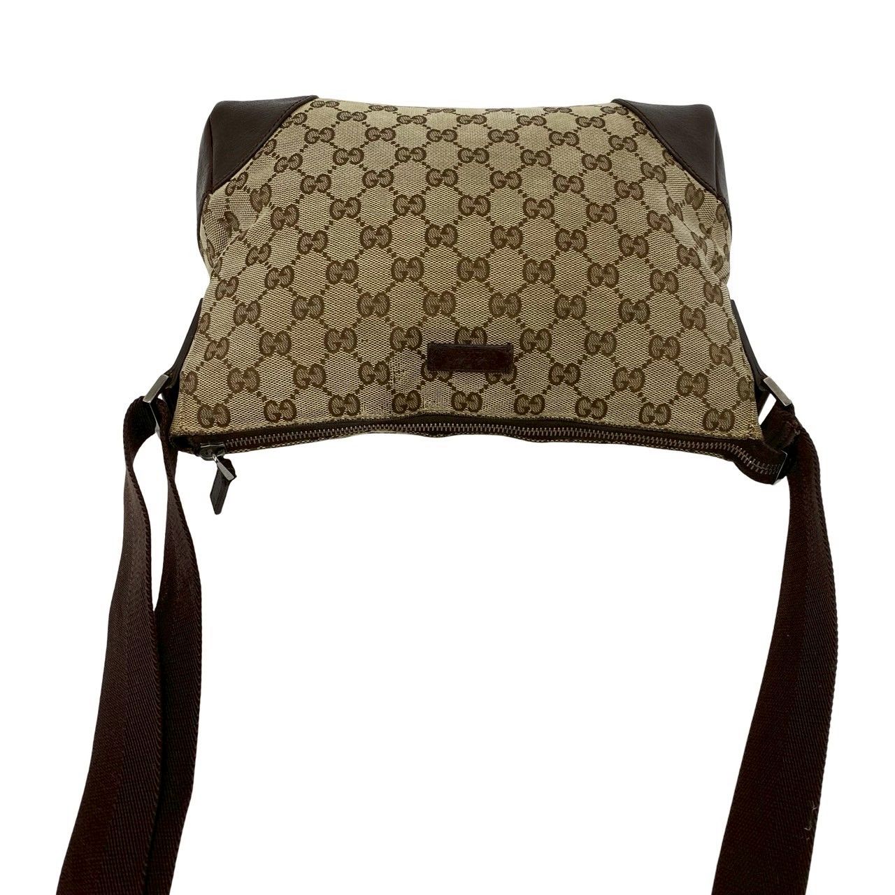 極 美品 GUCCI グッチ GG ロゴ キャンバス パンチング レザー 本革 ミニ ショルダーバッグ ポシェット サコッシュ ブラウン 21765 GUCCI - 極 美品 GUCCI グッチ GG ロゴ キャンバス パンチング レザー