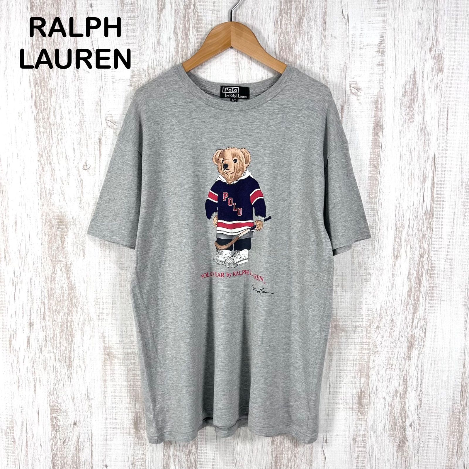 90s Polo by Ralph Lauren ポロバイラルフローレン ポロベア プリント Ｔシャツ グレー ナイガイ