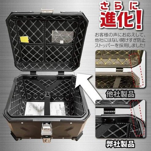 2352 バイク用 リア ボックス 65L シルバー 鍵ロック機能付き 防塵
