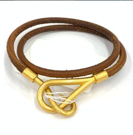 エルメス　ジャンボ ブレスレット　チョーカー　箱付き　シルバー　2連 ブラウン レザー×金属素材　アクセサリー 　HERMES HERMES エルメス ジャンボ 2連 ブレスレット ブラウン シルバー レザー
