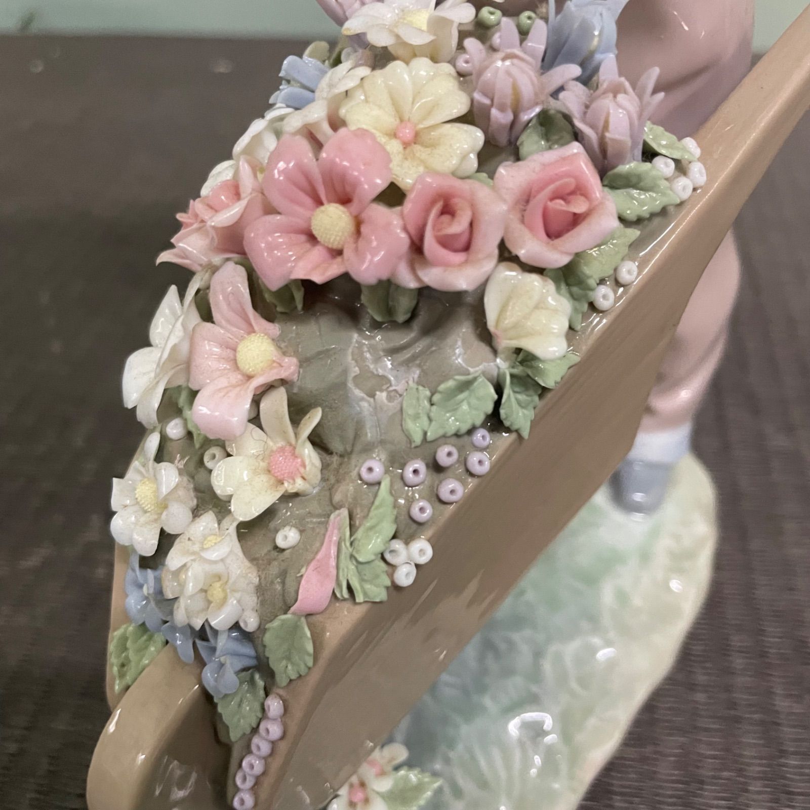 ♭ LLADRO リヤドロ 『 花車を押す少年 』 置物 陶器人形 傷あり
