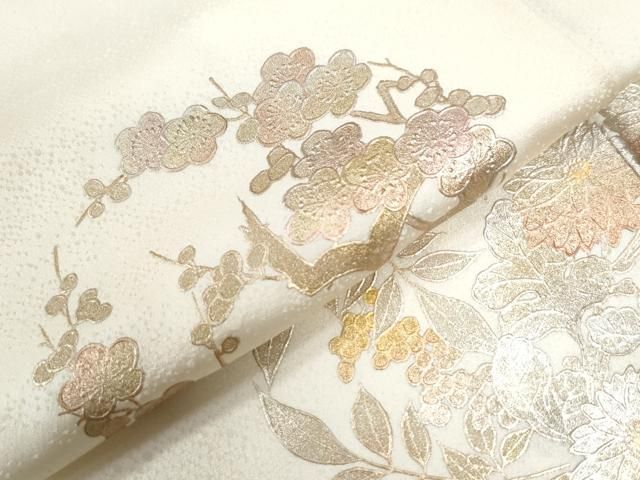 平和屋着物●豪華振袖　雲取り牡丹花文　ラメ糸　金彩　正絹　逸品　CABB4557yc 平和屋着物○豪華振袖 花蝶文 暈し染め 金彩 正絹 逸品 AABG7526phの