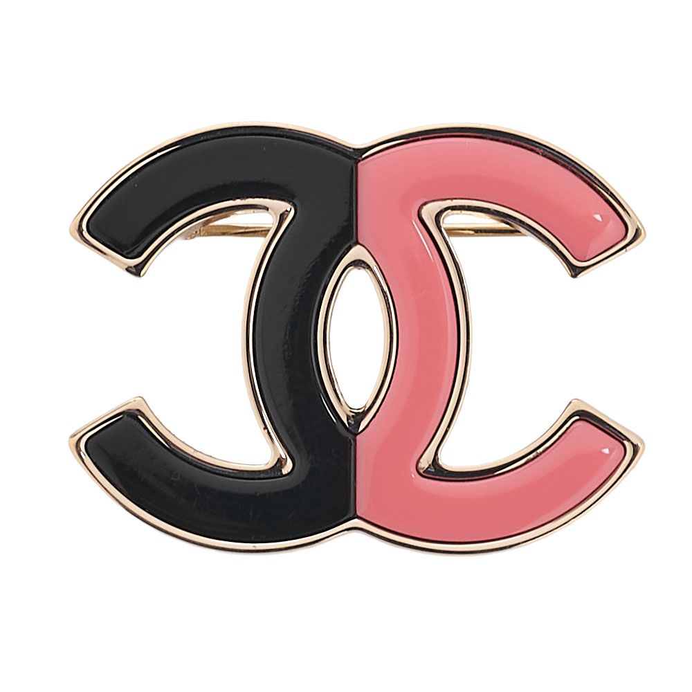 CHANEL シャネル ココマーク B23C ブローチ GP（ゴールドメッキ）×プラスチック ブラック×ピンク ブローチ レディースブローチ ハイブランド【中古】【送料無料】
