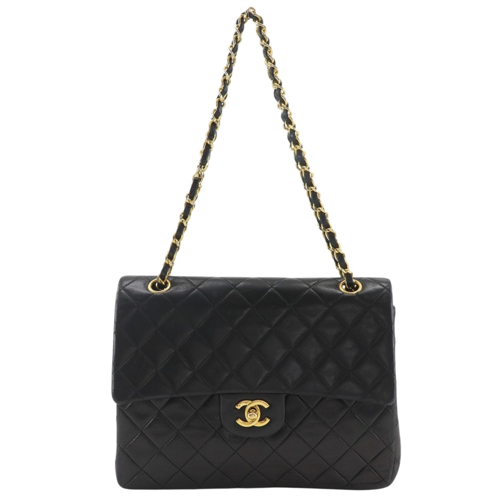CHANEL シャネル ラム マトラッセ　Wチェーン　ショルダーバッグ CHANEL】シャネル チェーンショルダー マトラッセ WフラップWチェーン