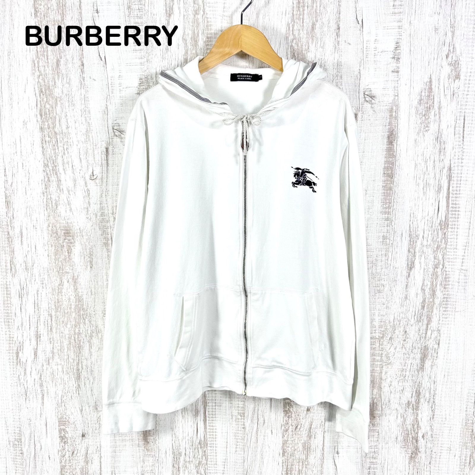 BURBERRY ホワイト パーカー 00s BURBERRY BLACK LABEL バーバリーブラックレーベル ビッグホース