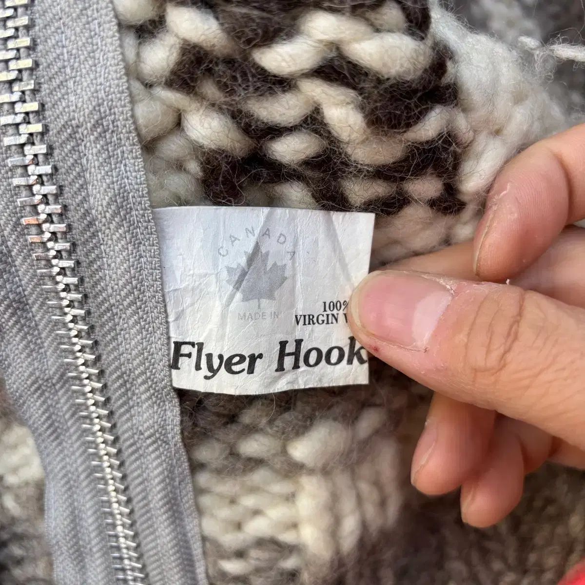 フライヤーフック カウチンカーディガン ジップアップ ウール ベージュ 茶 ヴィンテージ flyer hooks カウチン カーディガン - メルカリ