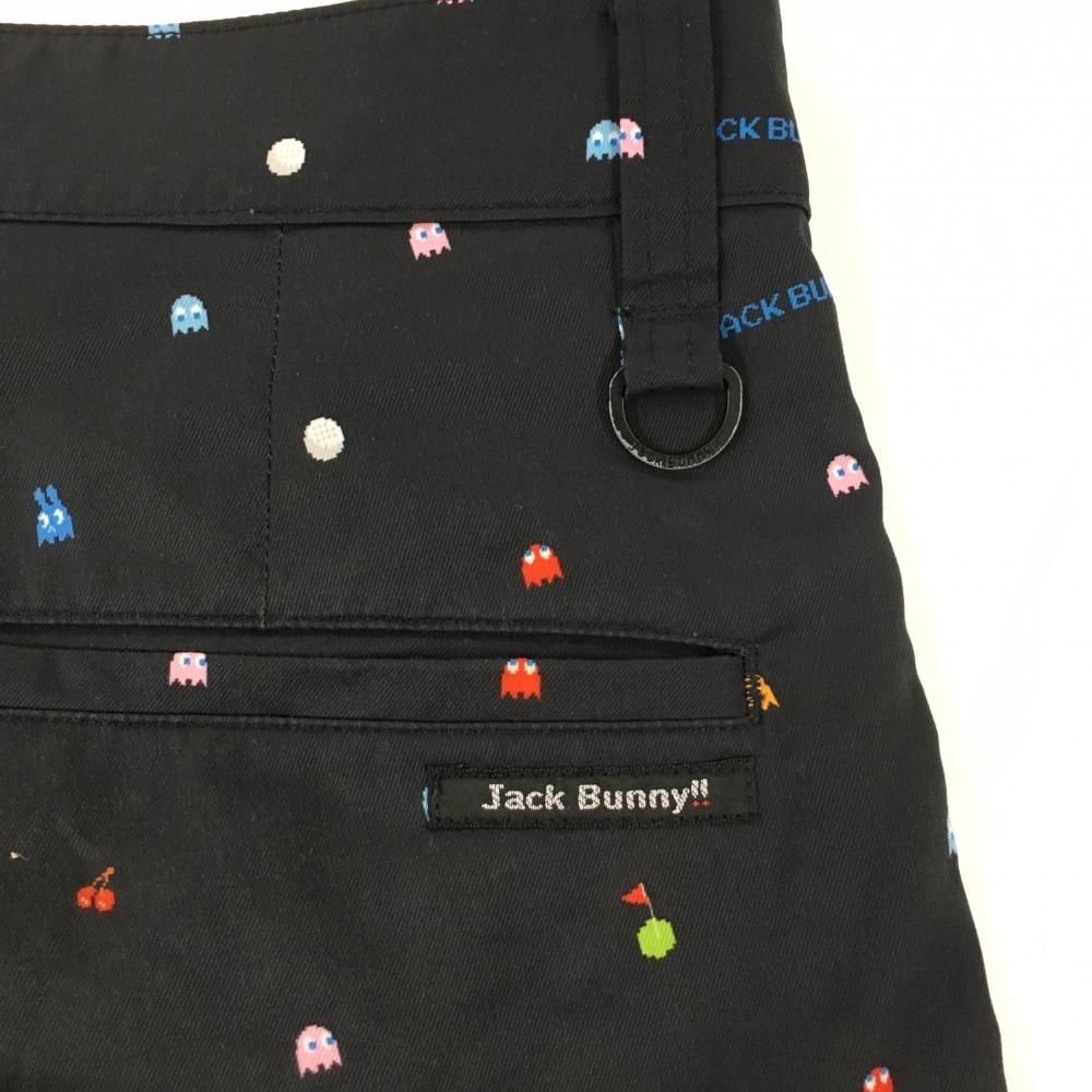 ジャックバニー×パックマン ハーフパンツ 黒×マルチカラー 総柄 PAC