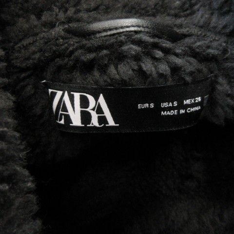 ザラ ZARA ライダースジャケット フェイクムートン S 黒 ブラック ボア