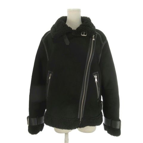 ザラ ZARA ライダースジャケット フェイクムートン S 黒 ブラック ボア