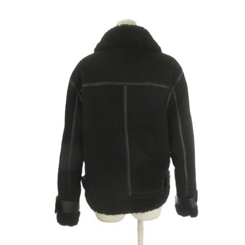 ザラ ZARA ライダースジャケット フェイクムートン S 黒 ブラック ボア