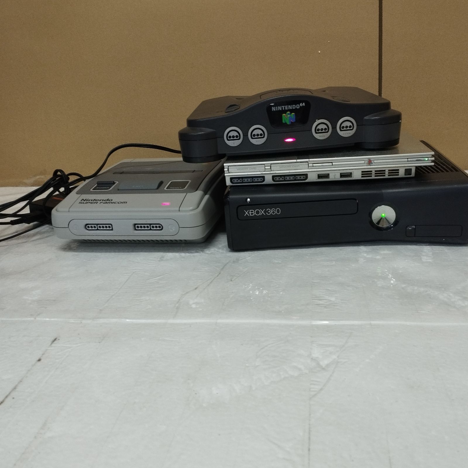 【ジャンク品】ゲーム機 4台セット（N64 / PS2 / PS3 / SFC） SONY（ソニー） PS3 (40GB) クリアブラック 中古 すぐ遊べるセット