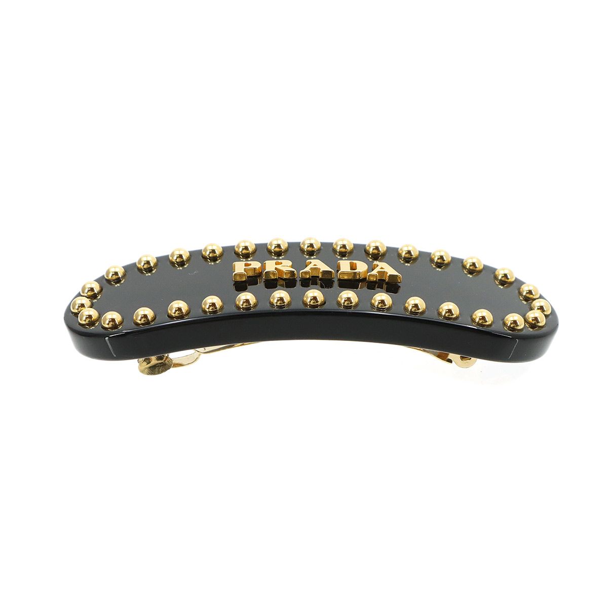 プラダ［バレッタ］ヘアクリップ　ブラック　ゴールド　アクセサリー　箱付き 新品同様 プラダ PRADA プレックス バレッタ ヘアクリップ ブラック