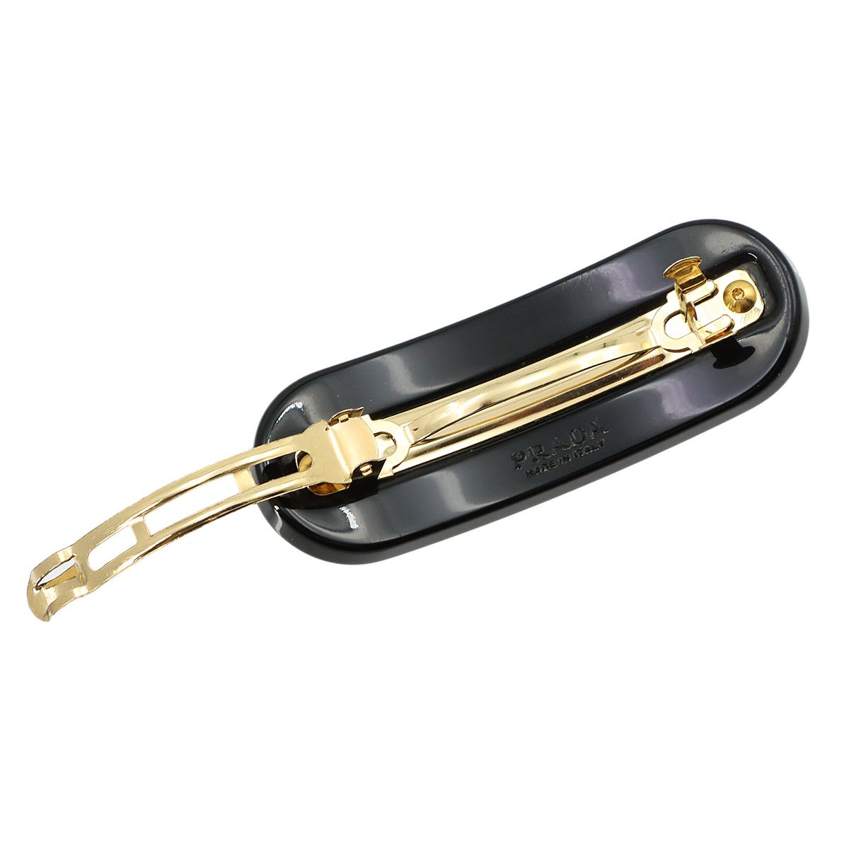 プラダ［バレッタ］ヘアクリップ　ブラック　ゴールド　アクセサリー　箱付き 新品同様 プラダ PRADA プレックス バレッタ ヘアクリップ ブラック