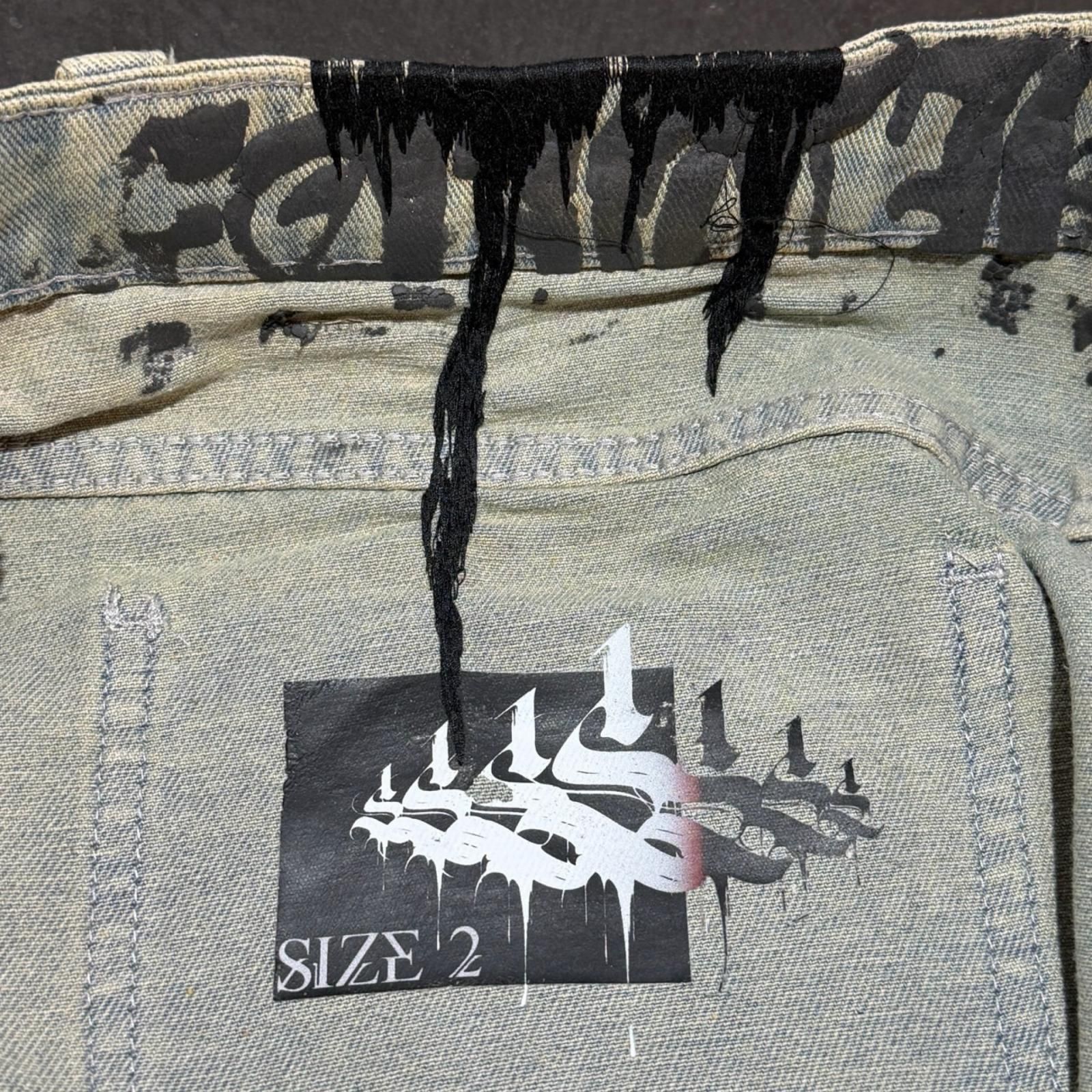 VANDAL FAITHLESS ORDER ハンドスプレー刺繍バギーデニムパンツ デニム 