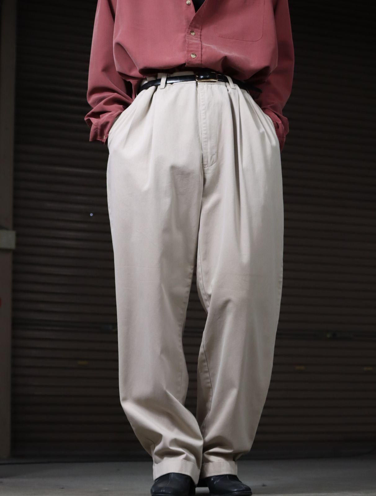 1990s Polo by Ralph Lauren 2tuck wide classic chino pants cream HAMMOND PANT 90年代 ラルフローレン ２タック ワイド クラシック チノパン ポロチノ W40 クリームベージュ