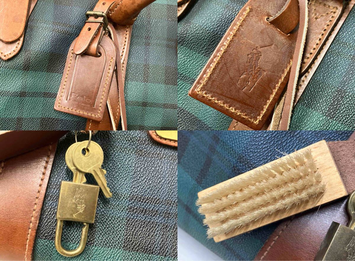 ラルフローレン ボストンバッグ 旅行用 南京錠 ブラシ ネームタグ付 POLO RALPH LAUREN ポロ ラルフローレン ボストンバッグ チェック柄