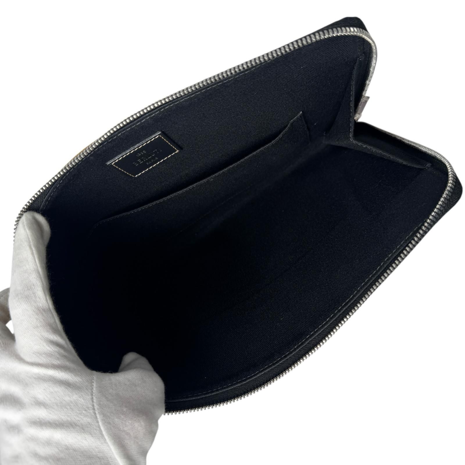 美品 ベルルッティ Berluti ニノ クラッチバッグ GM キャンバス×レザー