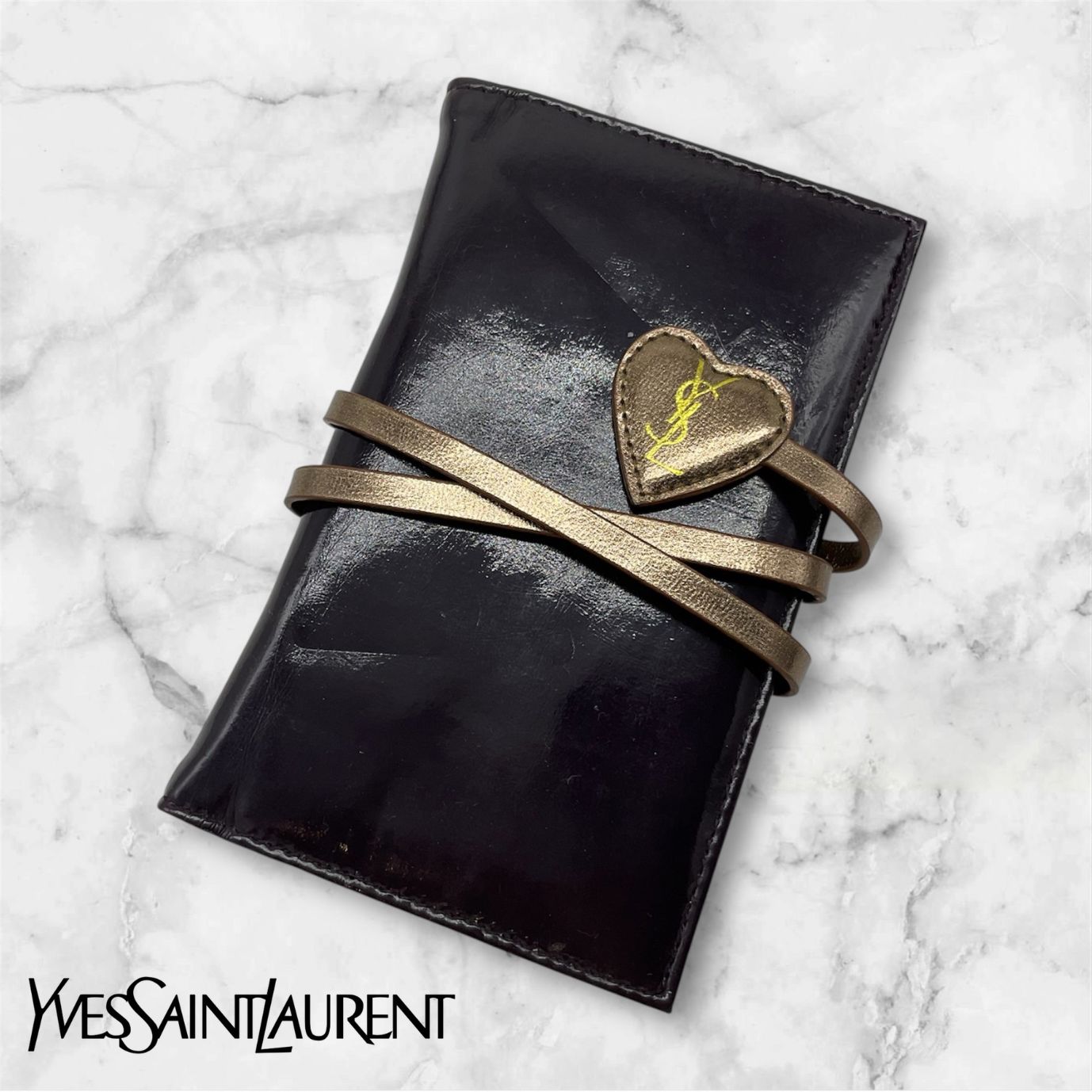 廃盤レア✨YSL イヴサンローラン YVES SAINT LAURENT カードケース パスケース 定期入れ 黒 ハート