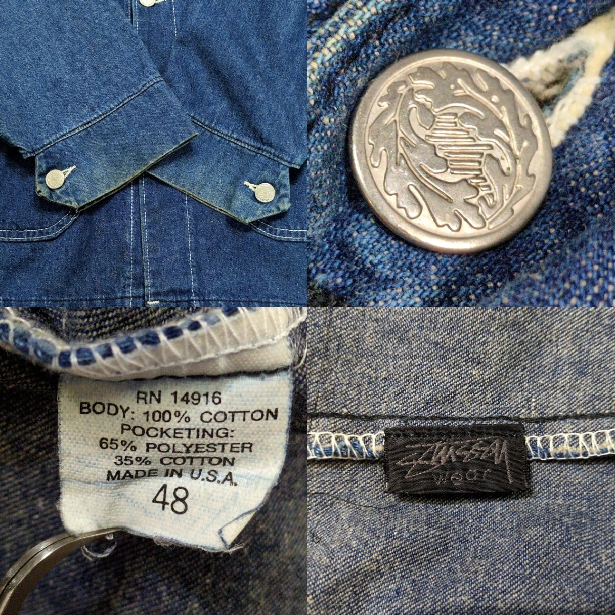 ゆ*ん様 90s STUSSY ヘリンボーンデニム カバーオール ビッグサイズ USED】90'S STUSSY OUTDOOR DENIM COVERALL | KONBINI