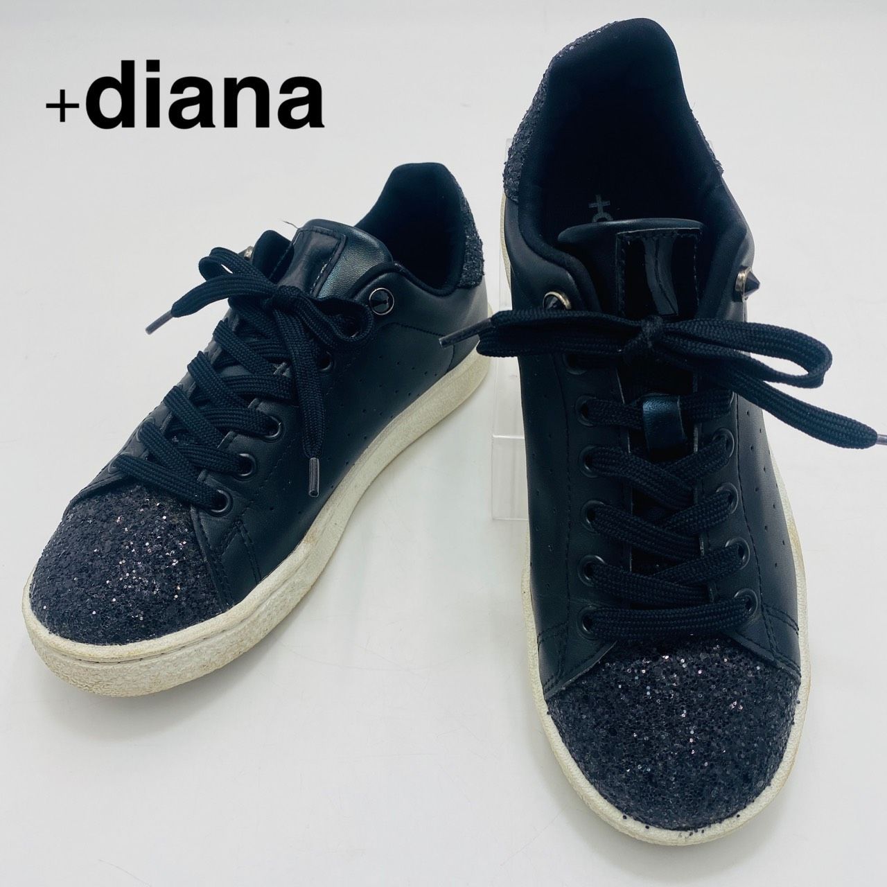 ＋DIANA プラスダイアナ グリッタースニーカー ブラックビジュー 