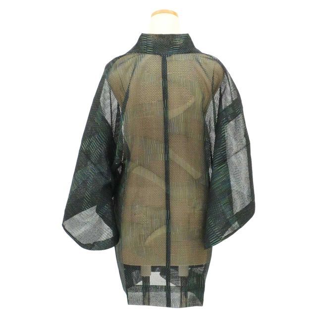 道中着 リサイクル着物 正絹 絹 美品 身丈81cm 裄丈64cm 黒 幾何学