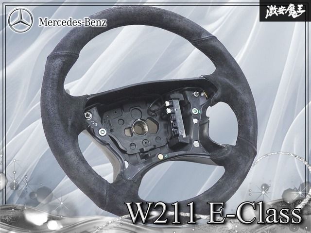 ★張り替え品/使用OK★ メルセデスベンツ 純正 W211 Eクラス/E63 AMG ステアリング ハンドル ホイール スウェード パドルシフト付き 即納