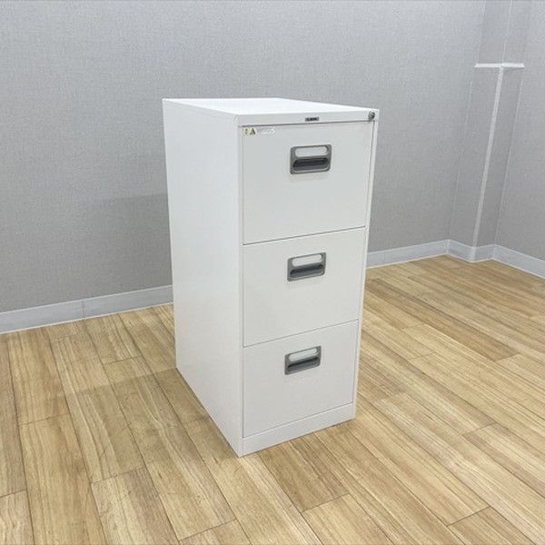 ファイリングキャビネット 3段 B4対応 書類収納 オフィス収納 引出し収納 ライオン事務器 ホワイト