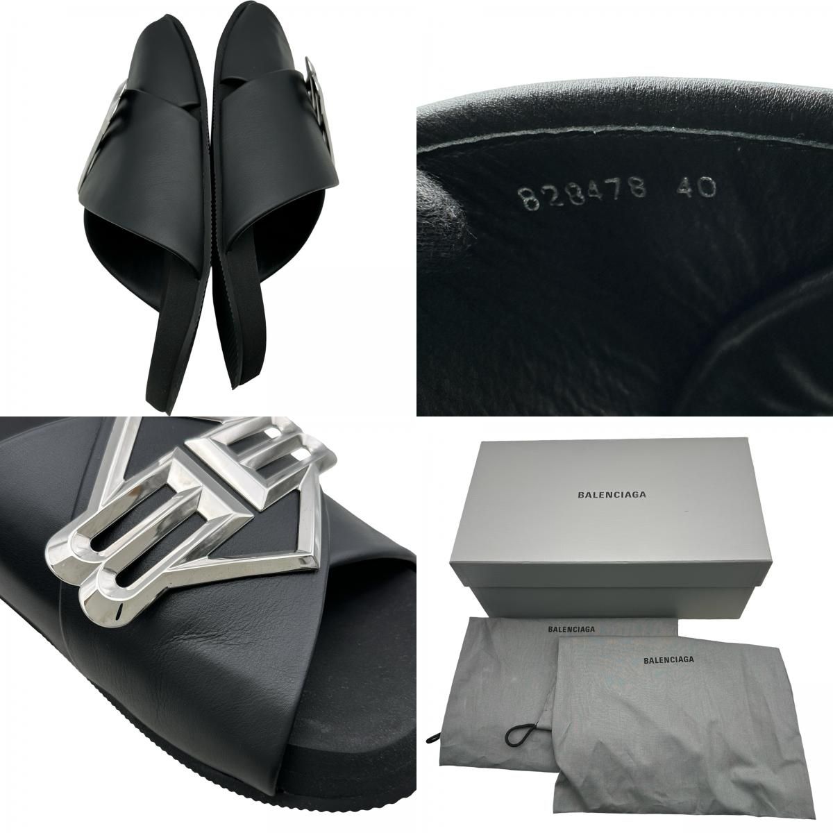 バレンシアガ BALENCIAGA BBロゴメタルプレートフラットサンダル
