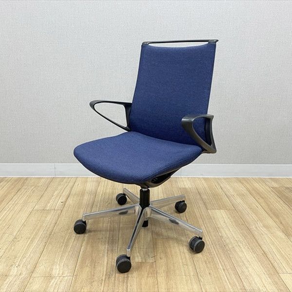 モードチェア ミドルバック オフィスチェア 肘付 オカムラ ブルー